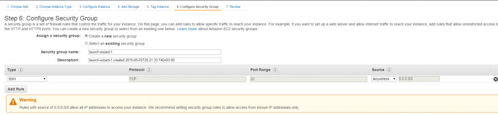 Configure security group