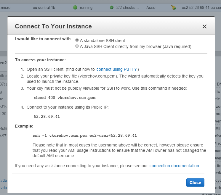 Connect to instance